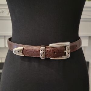 Brighton Brown Leather Silver Buckle  Western Cowgirl Casual Belt Size Small